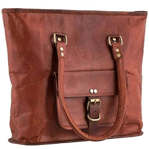 Handmade Leather Unisex Shoulder Tote Bag