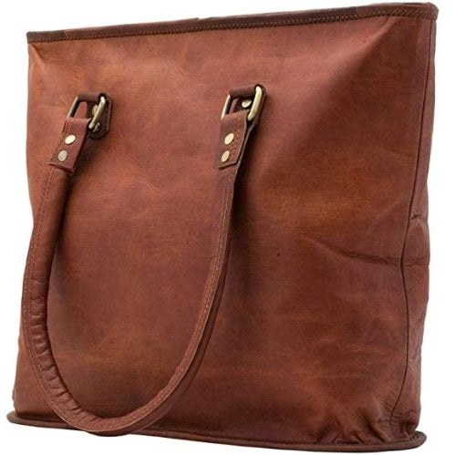 Handmade Leather Unisex Shoulder Tote BagHandmade Leather Unisex Shoulder Tote Bag