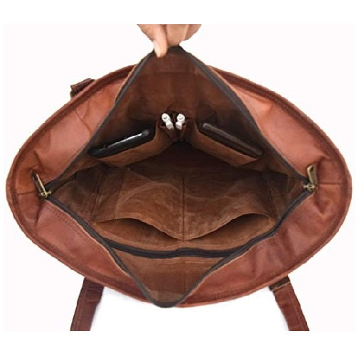 Handmade Leather Unisex Shoulder Tote Bag