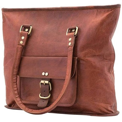 Handmade Leather Unisex Shoulder Tote Bag