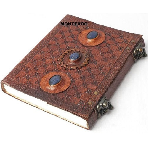 Handmade Vintage Brown Diary Three Stone Blue