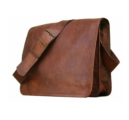 Leather Full Flap Messenger Crossbody Bag