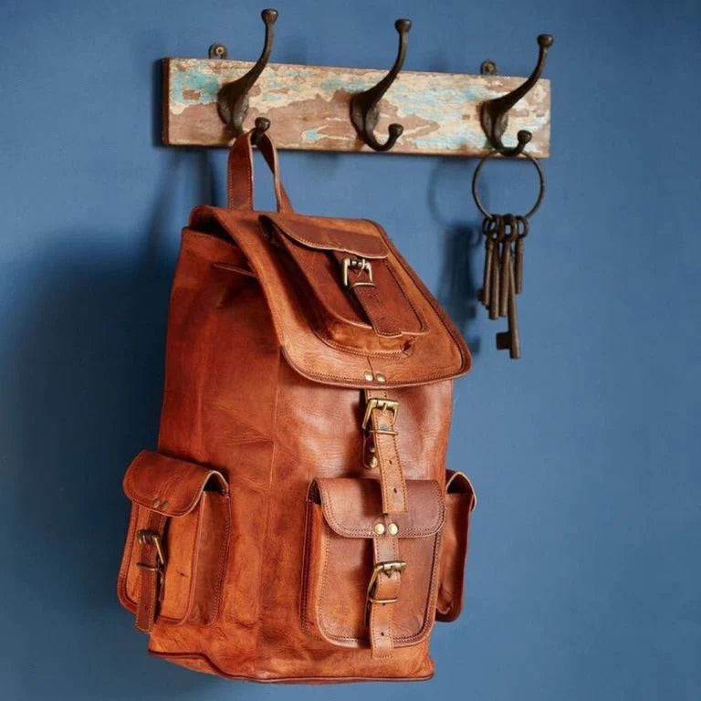 Leather Backpack Travel Bag For Men's