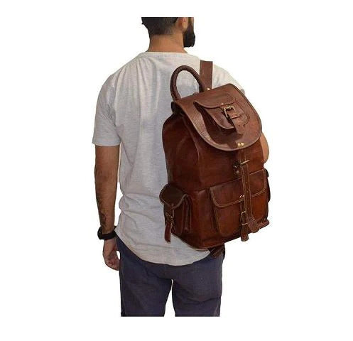 Leather Backpack Travel Bag For Men's