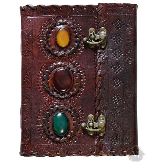 Leather Double Lock Three Stone Journal