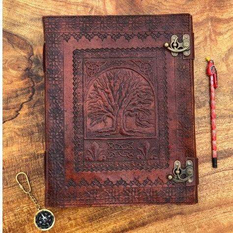 Leather Journal Embossed Tree of Life Diary