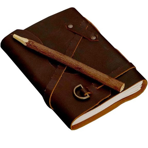 Leather Journal Writing Bound Journal With Pencil