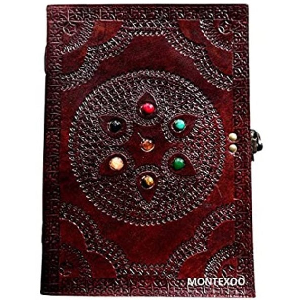 Leather Large Chakra Stone Journal Notebook