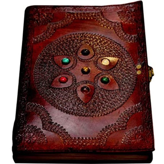 Leather Large Chakra Stone Journal Notebook