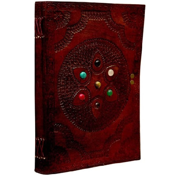 Leather Large Chakra Stone Journal Notebook