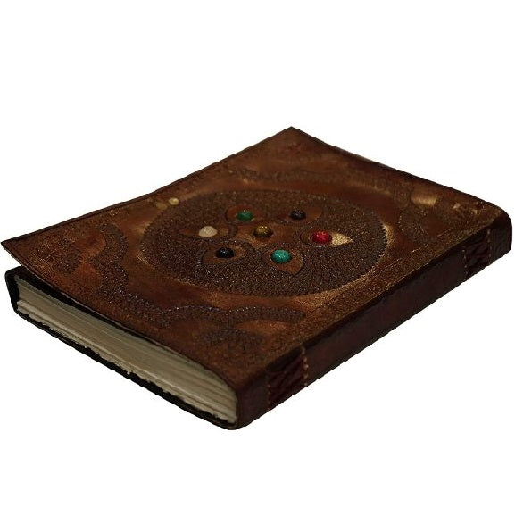Leather Large Chakra Stone Journal Notebook