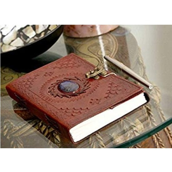 Leather Semi-Precious Stone With Bound Journal