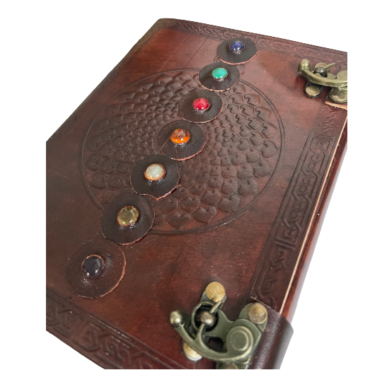 Leather Seven Stone Chakra Journal