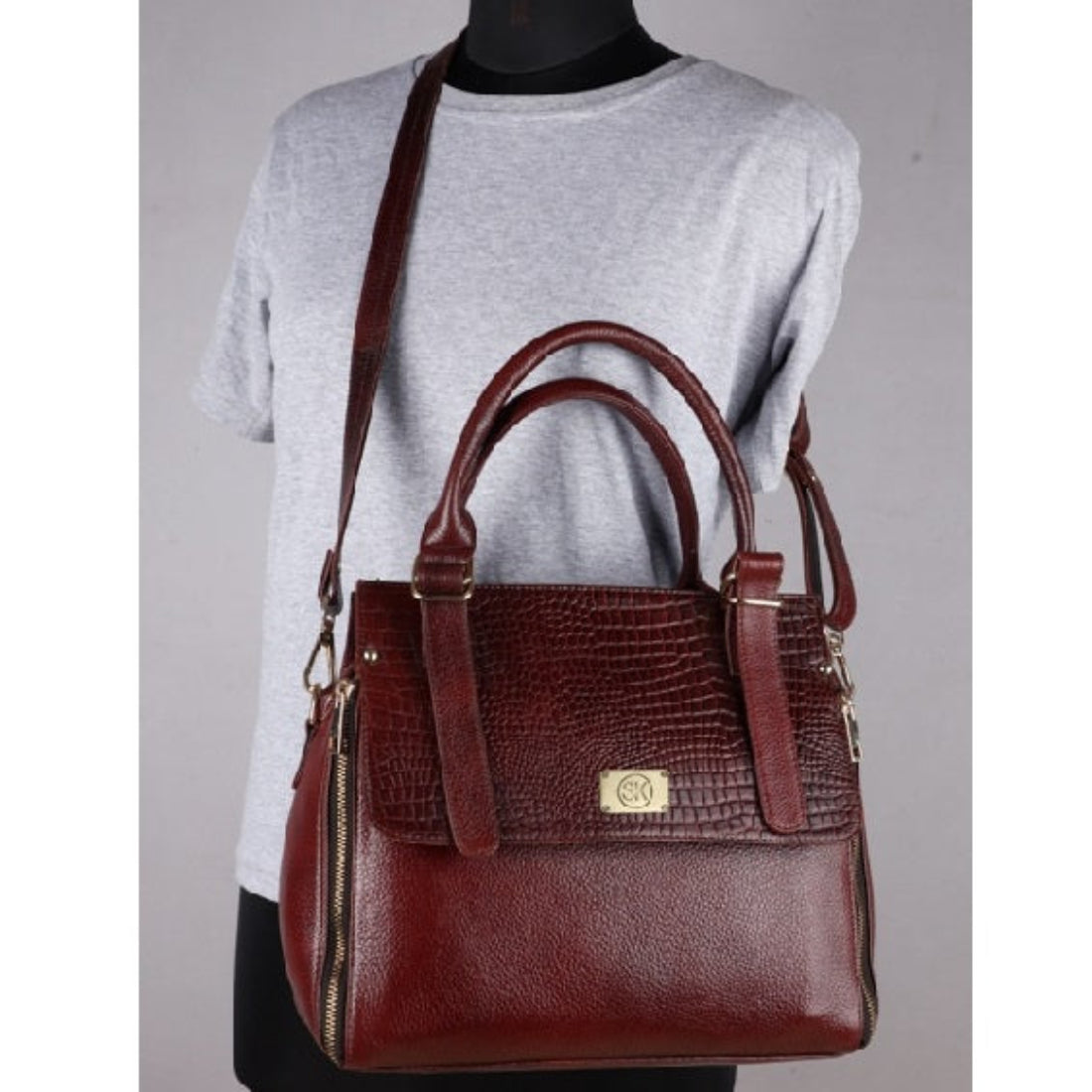 Leather Top-Handle satchel Handbag