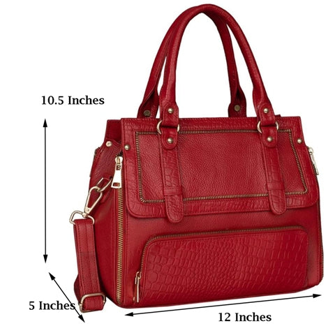 Leather Top Handle Satchel Tote Handbag