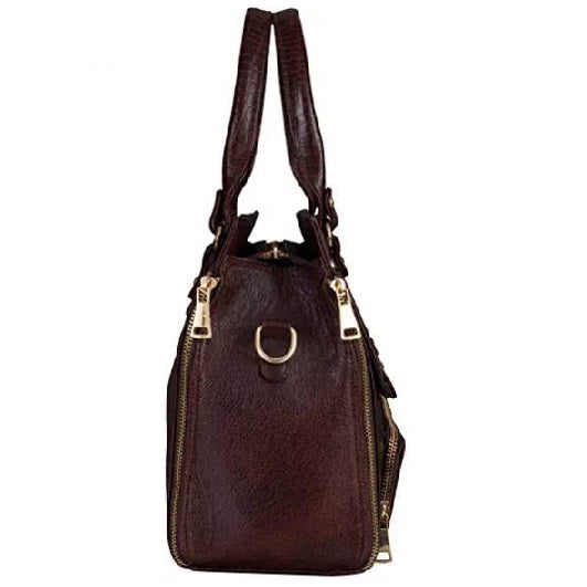 Leather Top Handle Satchel Tote Handbag