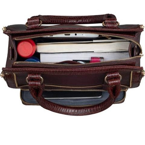 Leather Top Handle Satchel Tote Handbag