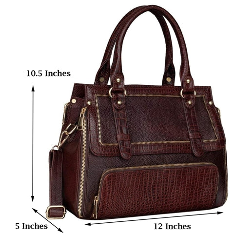 Leather Top Handle Satchel Tote Handbag