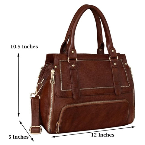 Leather Top Handle Satchel Tote Handbag