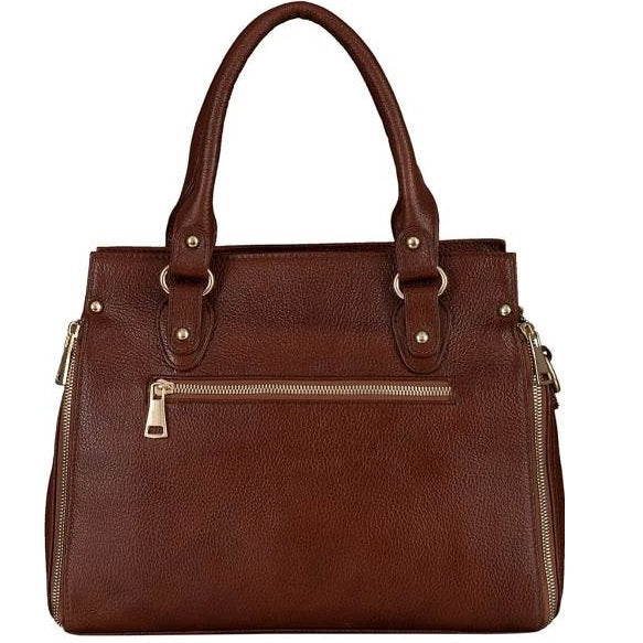 Leather Top Handle Satchel Tote Handbag
