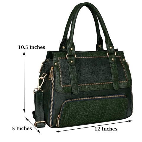 Leather Top Handle Satchel Tote Handbag