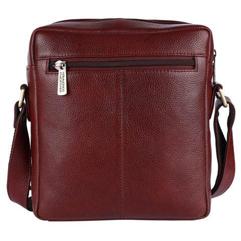 Unisex Genuine Leather Brown Sling Messenger Bag