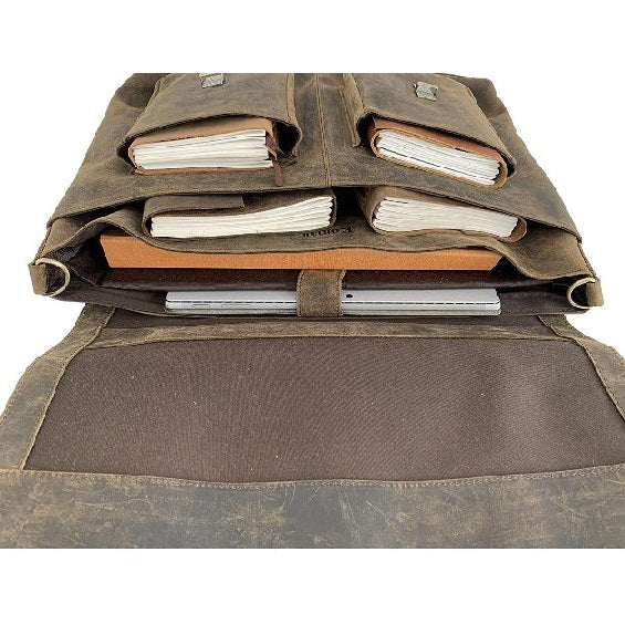 Vintage Buff Leather Messenger Bag