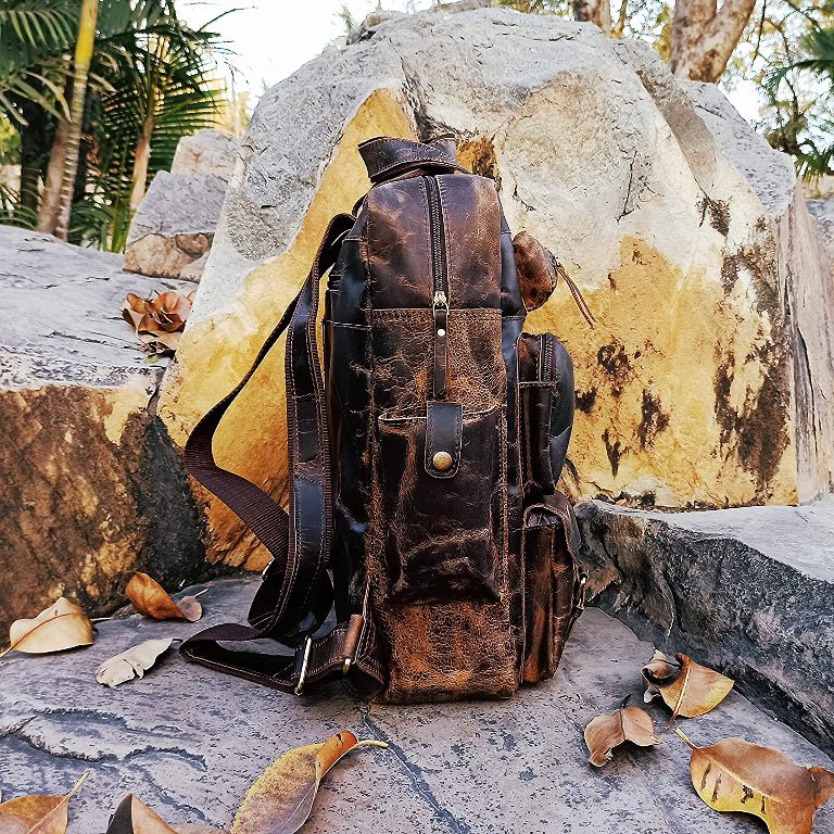 Vintage Buff Leather Travel Backpack
