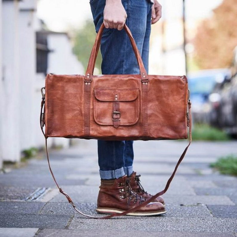 Vintage Duffle Weekender Shoulder Bag Men's