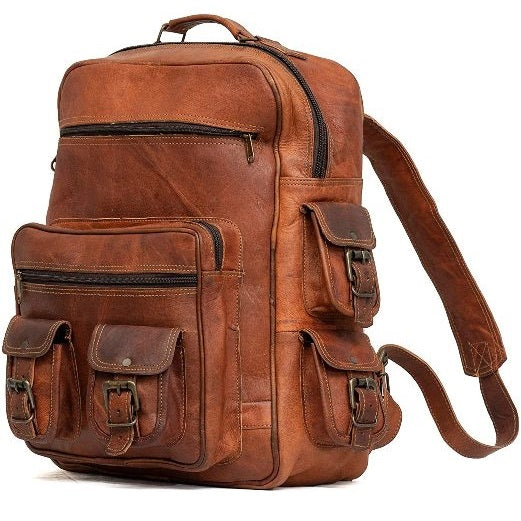 Vintage Leather Backpack Shoulder Rucksack Bag