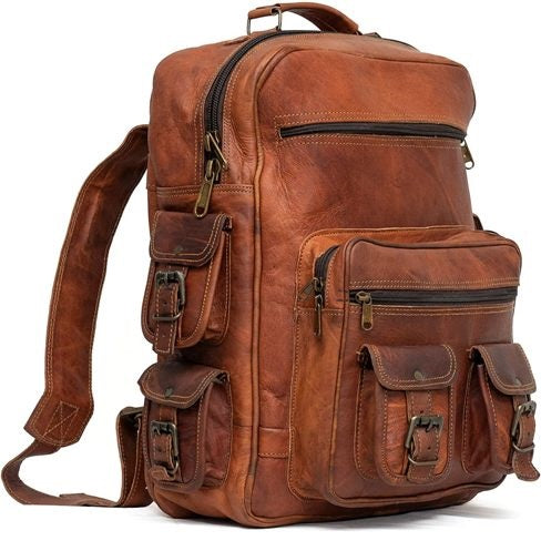 Vintage Leather Backpack Shoulder Rucksack Bag