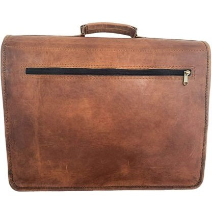 Vintage Leather Briefcase Messenger Bag Brown