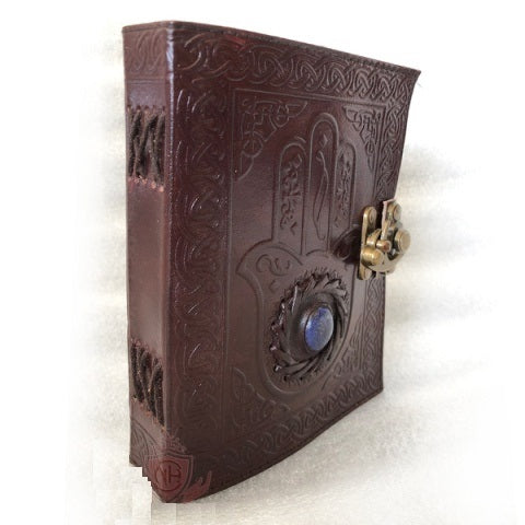 Vintage Leather Brown Hand Stone Journal