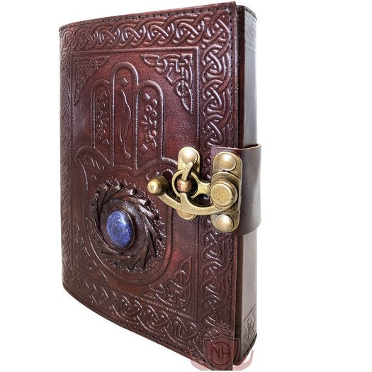 Vintage Leather Brown Hand Stone Journal