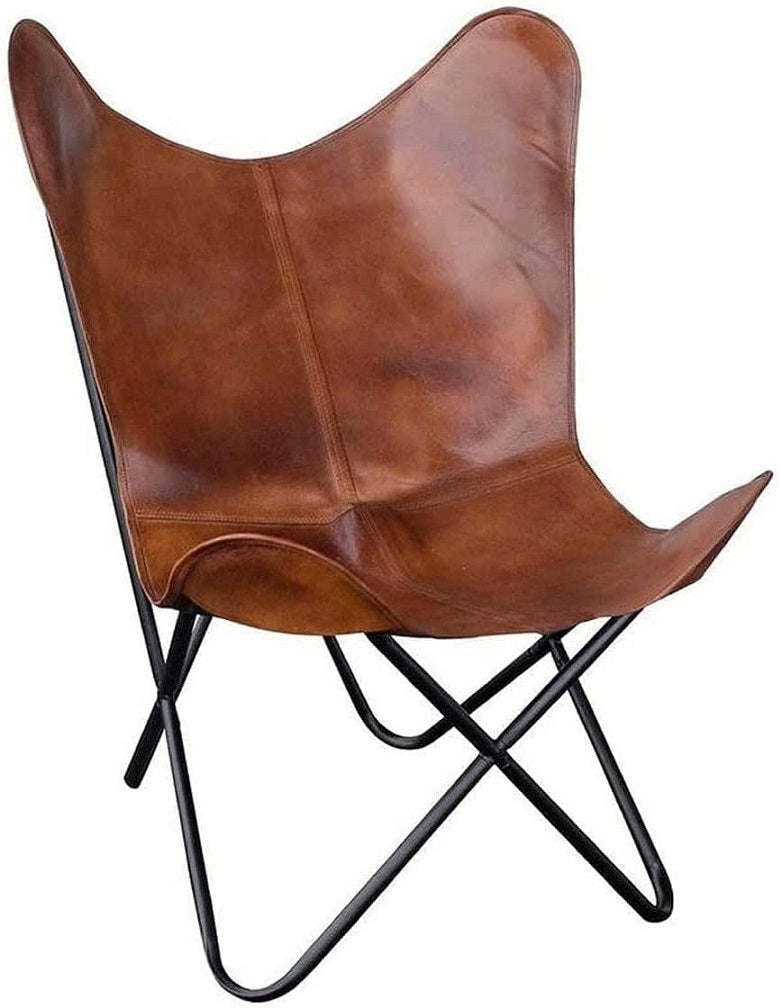 Vintage Leather Butterfly Chair Brown