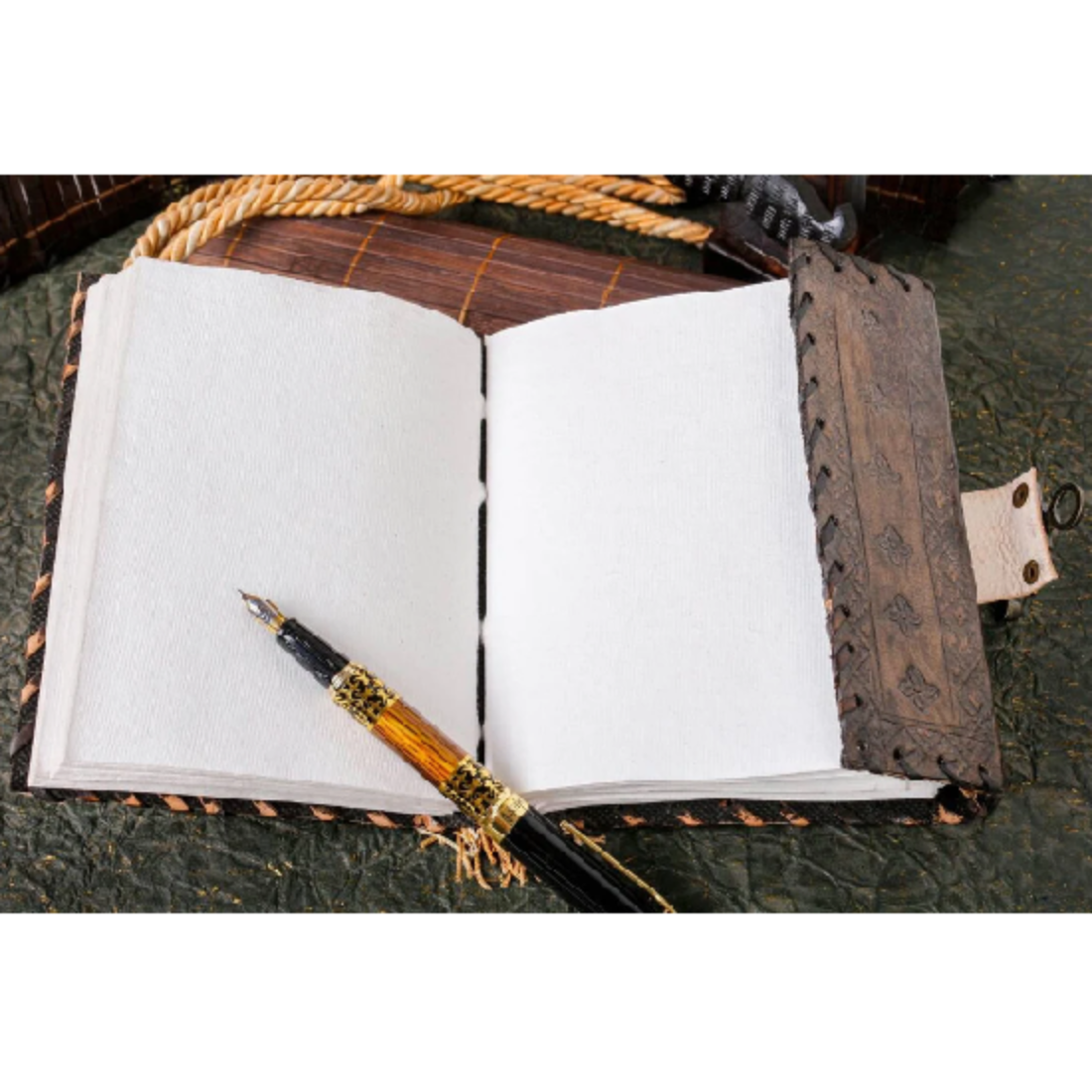 Vintage Leather Center Blue Stone Journal