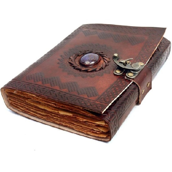 Vintage Leather Chakra Blue Stone Journal