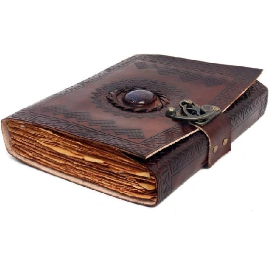 Vintage Leather Chakra Blue Stone Journal