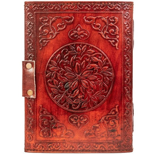 Vintage Leather Moon With Blue Stone Journal