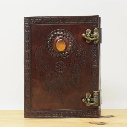 Vintage Leather Punk Stone Journal Notebook
