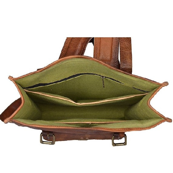 Vintage Leather Rolling Travel Backpack