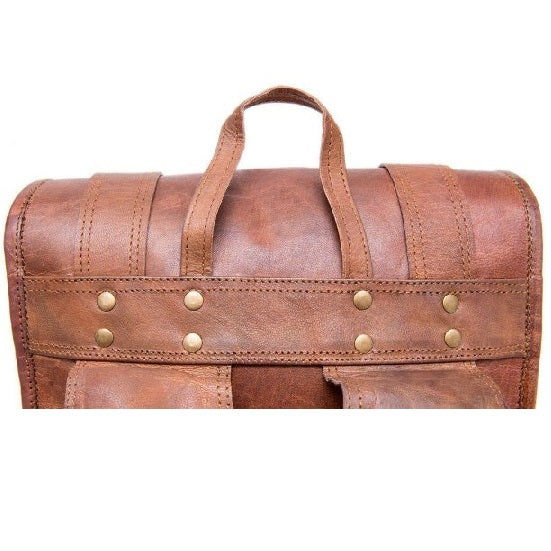 Vintage Leather Rolling Travel Backpack
