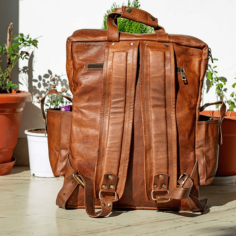 Vintage Leather Travel Rucksack Backpack