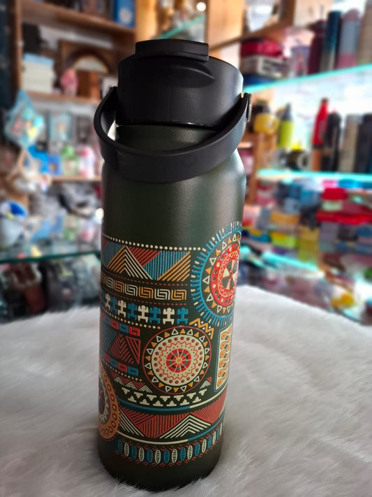 750ml Steel Water Bottles – Leak-Proof with Floral Print Design