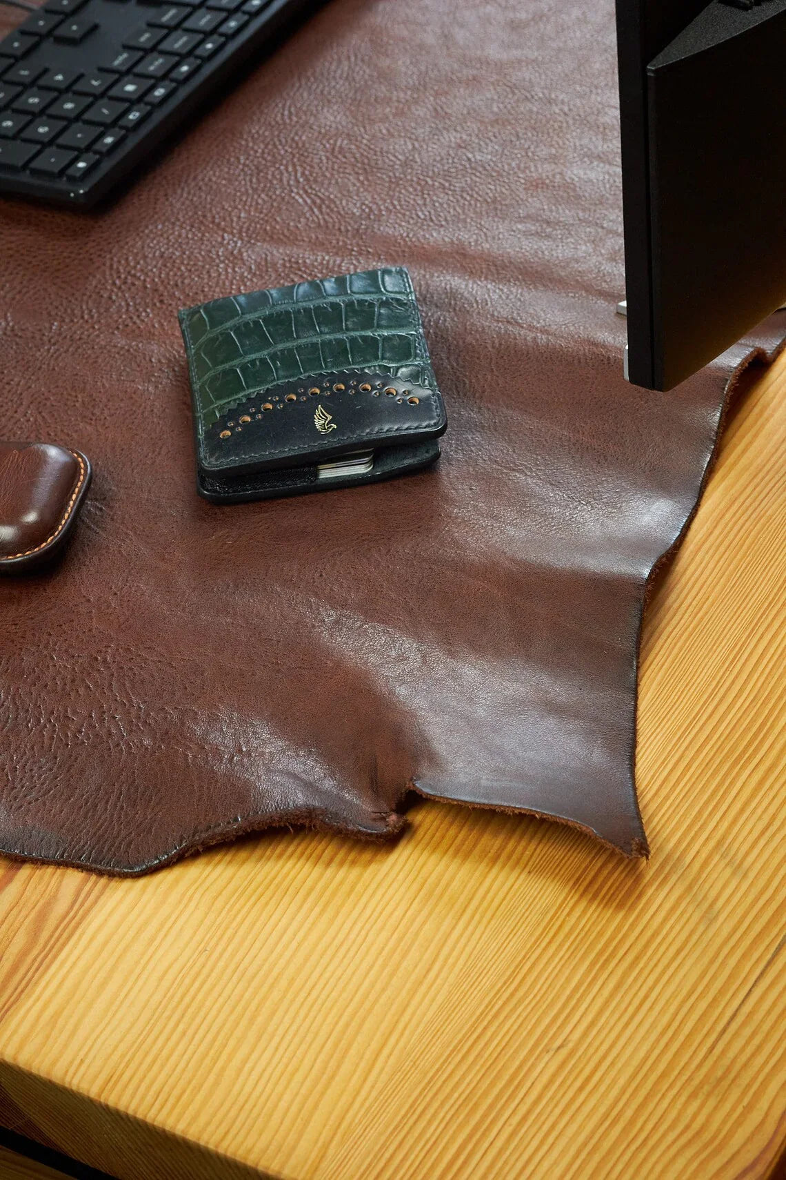 Brown Full-Grain Leather Desk Mat