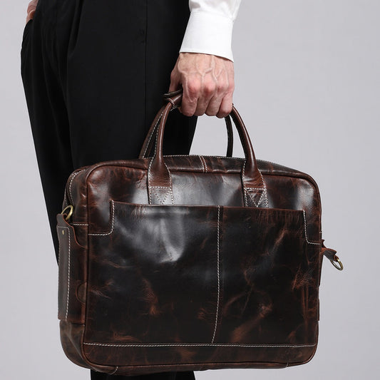 Classic Full Grain Leather Office Briefcase