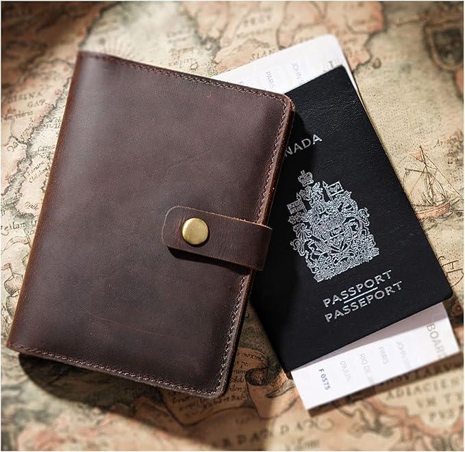 Coffee Brown Genuine Leather Passport Cover