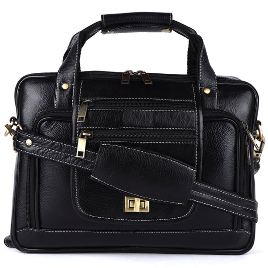 Genuine Leather BLACK Messenger Bag
