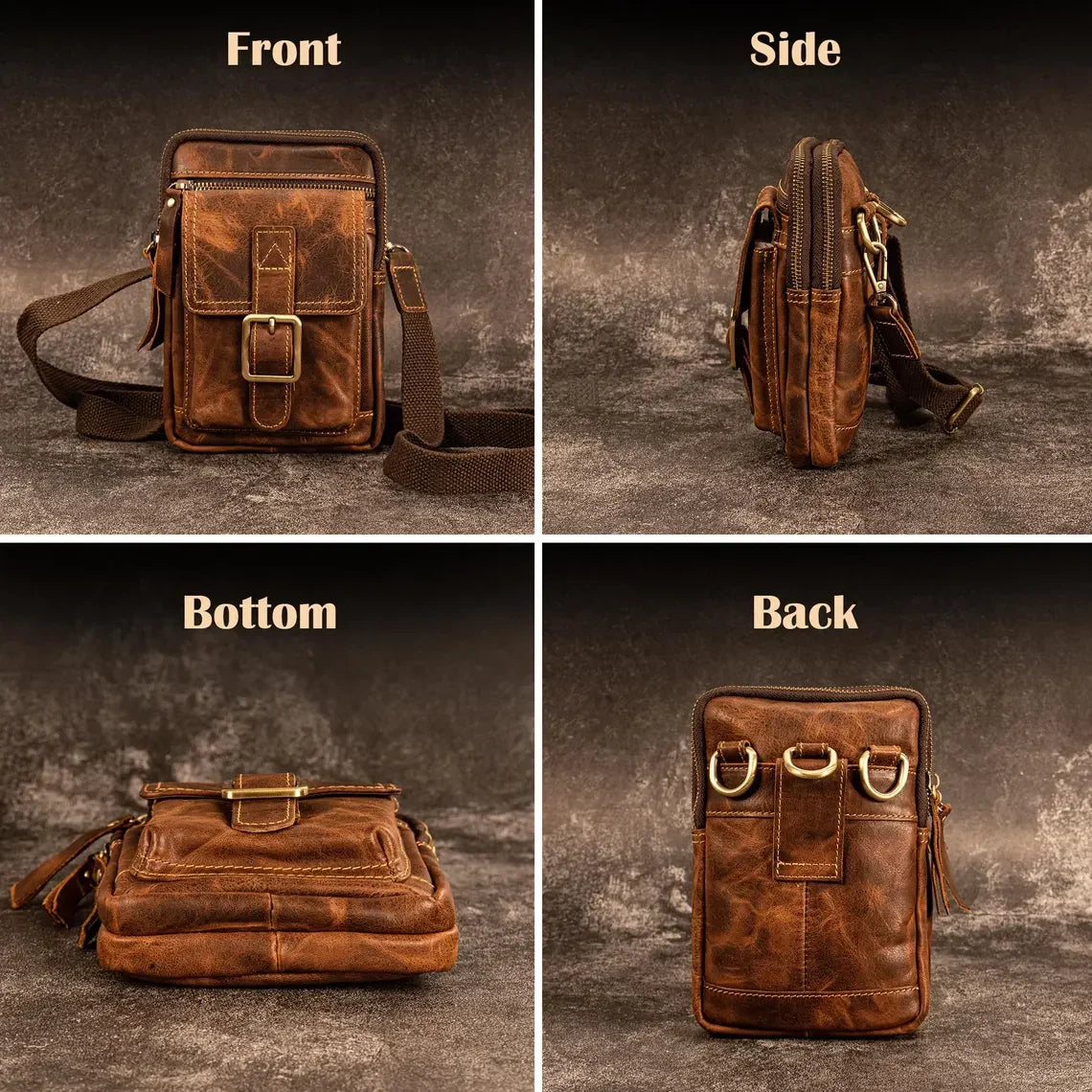 Genuine Leather Crossbody Belt Pouch
