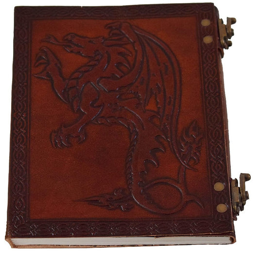 HANDMADE LEATHER JOURNAL WITH DRAGON